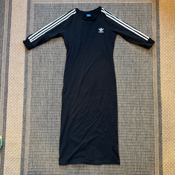 Adidas Black Dress with White Sleeve Stripes - Picture 1 of 4